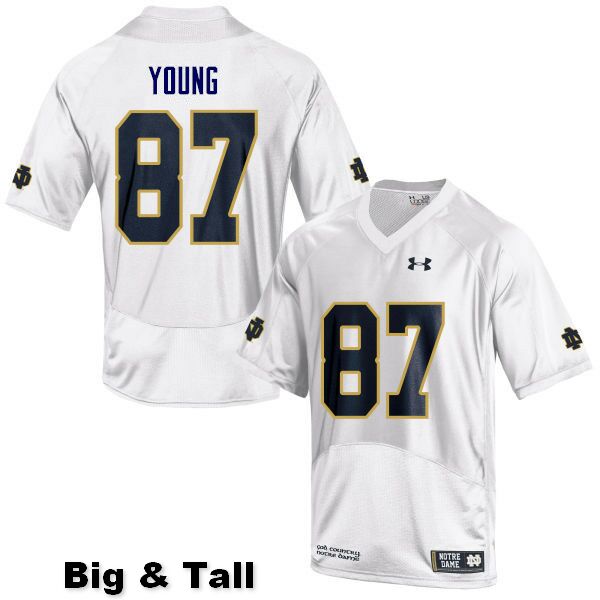 Men's NCAA Notre Dame Fighting Irish #87 Michael Young Stitched College Under Armour Authentic White Big & Tall Football Jersey RN10E66MP